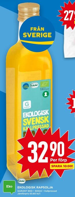 Willys Ekologisk rapsolja erbjuda