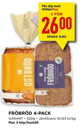 Willys Fröbröd 4-pack erbjuda