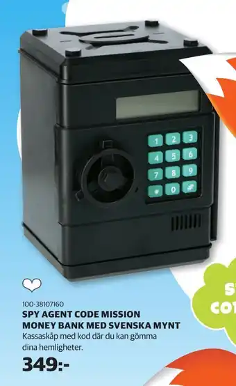 Lekia Spy agent code mission money bank med svenska mynt erbjuda