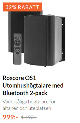 Kjell & Company Roxcore OS1 Utomhushögtalare med Bluetooth 2 pack erbjuda
