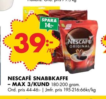 ÖoB Nescafé snabbkaffe - max 3/kund erbjuda