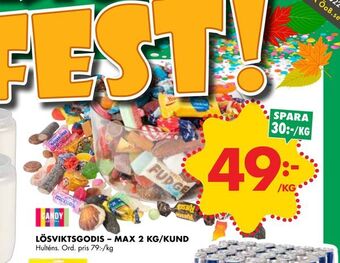 ÖoB Lösviktsgodis - max 2 kg/kund erbjuda