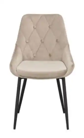 EM Home Alberton stol beige sammet/svarta metall ben erbjuda