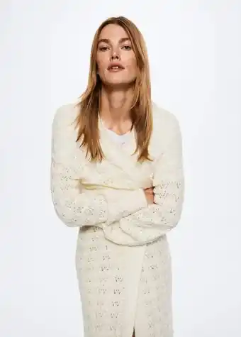 Lång hålstickad cardigan