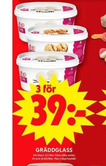 ICA Maxi Sia gräddglass erbjuda