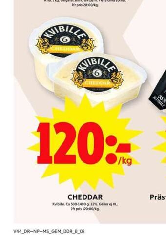 ICA Maxi Kvibille cheddar erbjuda