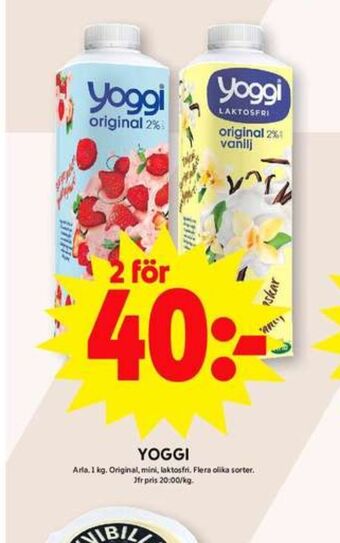 ICA Maxi Yoggi yoghurt erbjuda