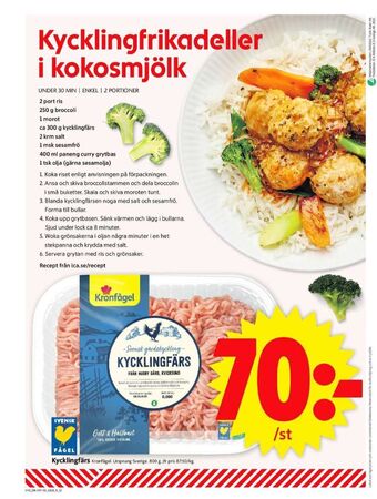 ICA Supermarket Kronfågel kycklingfärs erbjuda
