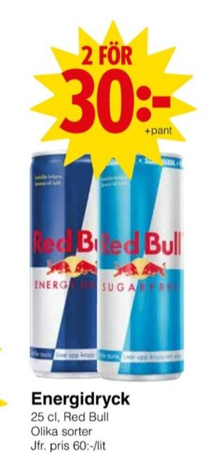 Matöppet Red bull energidryck erbjuda