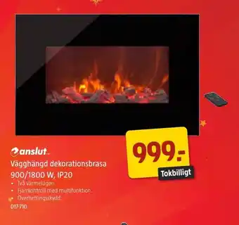 Jula Vägghängd 900/1800 w, ip20 dekorationsbrasa erbjuda