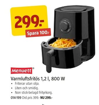Jula Varmluftsfritös 1,2 l, 800 w erbjuda