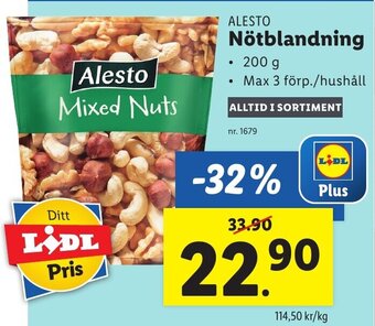 Lidl Alesto Nötblandning erbjuda