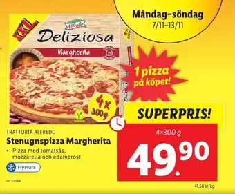 Lidl Trattoria Alfredo Stenugnspizza Margherita erbjuda