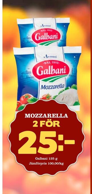 Supergrossen Mozzarella erbjuda