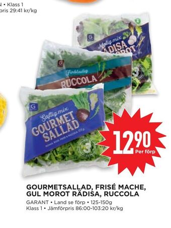 Willys Gourmetsallad, frisé mache, gul morot rädisa, ruccola erbjuda