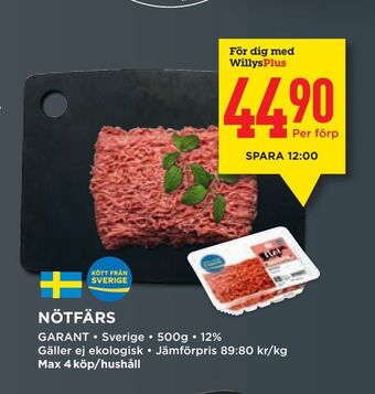 Willys Nötfärs erbjuda
