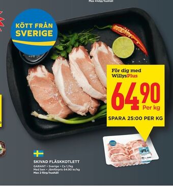 Willys Skivad fläskkotlett erbjuda