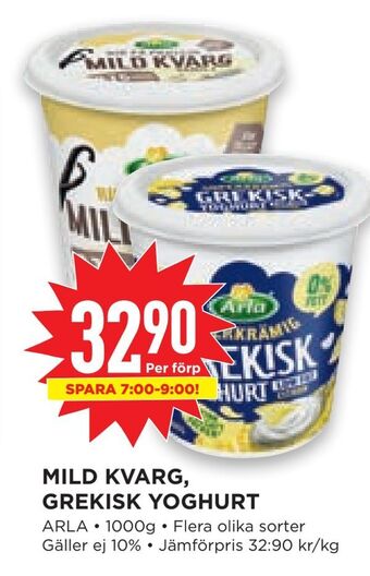 Willys Hemma Mild kvarg, grekisk yoghurt erbjuda
