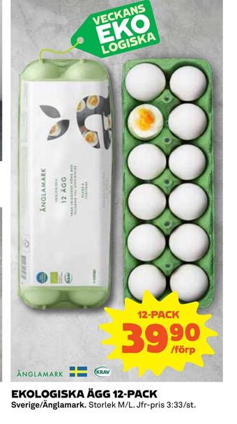Coop Ekologiska ägg 12-pack erbjuda