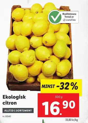 Lidl Ekologisk citron erbjuda