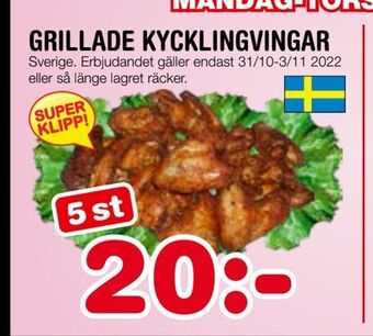 Nya Pulsen Grillade kycklingvingar erbjuda