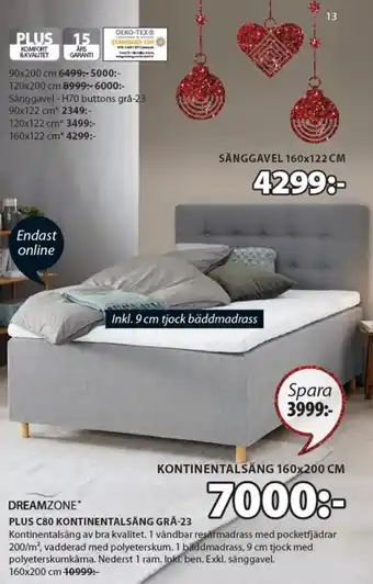 JYSK Dreamzone Plus C80 Kontinentalsång Grå- 23 erbjuda