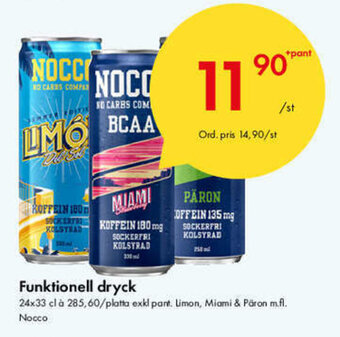 Snabbgross Nocco Funktionell dryck 24x33cl erbjuda