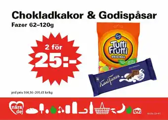 Nära dej Chokladkakor & Godispåsar Fazer erbjuda