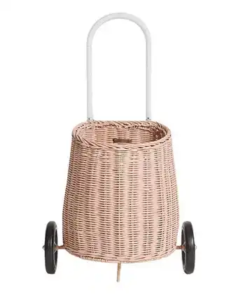 Rullvagn rattan original luggy rosa