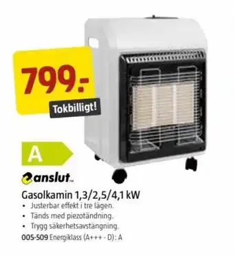 Jula Anslut Gasolkamin 1,3/2,5/4,1 KW erbjuda