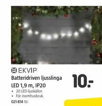 Jula Ekvip Batteridriven Ljusslinga LED 1.9m, IP20 erbjuda