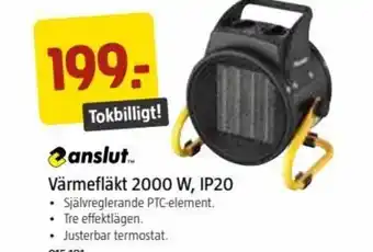Anslut Värmefläkt 2000 W, IP20