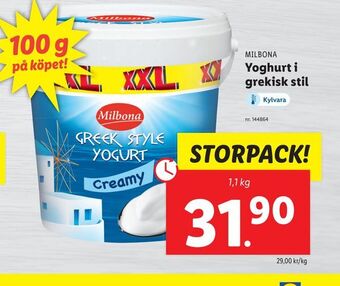 Lidl Yoghurt i grekisk stil erbjuda