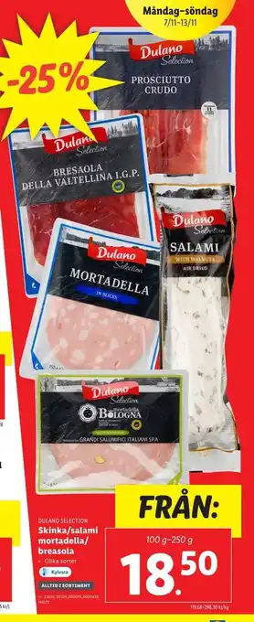 Lidl Skinka/salami. mortadella/ breasola erbjuda
