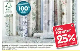 25% Alla Tapeter