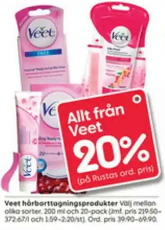 Rusta 20% Veet hårborttagnings produkter erbjuda