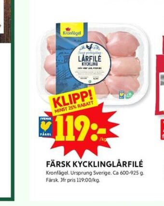 ICA Kvantum Kronfågel kycklinglårfile erbjuda