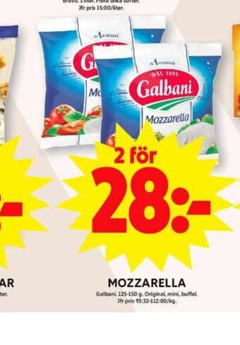 ICA Maxi Galbani mozzarella erbjuda