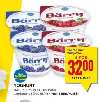 Willys Hemma Bärry yoghurt erbjuda