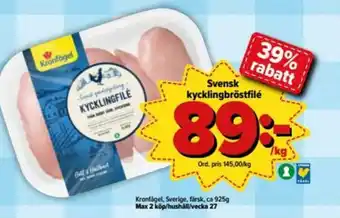 Östenssons Svensk Kycklingbröstfilé 925g erbjuda