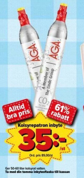Kolsyrepatron inbyte 50-60 liter