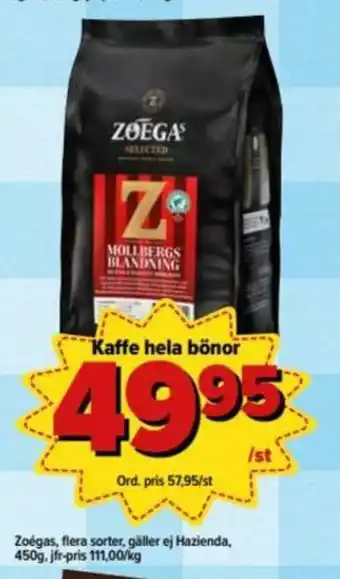 Zoégas Kaffe hela bönor 450g