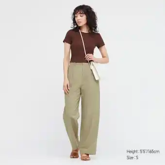 Linen blend tucked wide leg trousers