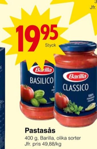 Matöppet Barilla pastasås erbjuda