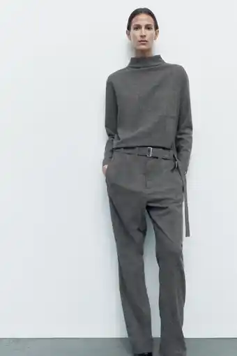 ZARA Wool blend trousers with belt erbjuda