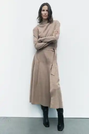 Wool blend midi skirt
