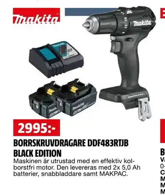 Bauhaus Borrskruvdragare ddf483rtjb black edition erbjuda