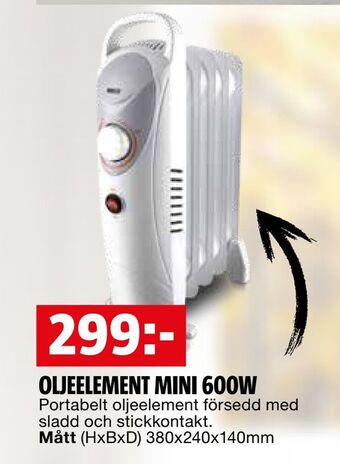 Bauhaus Oljeelement mini 600w erbjuda