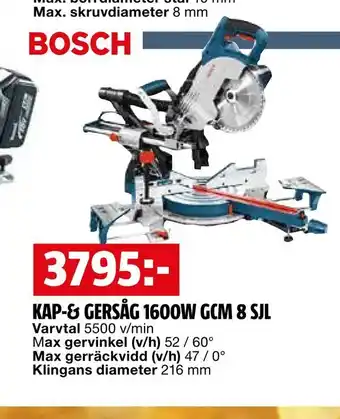 Bauhaus Kap-& gersåg 1600w gcm 8 sjl erbjuda