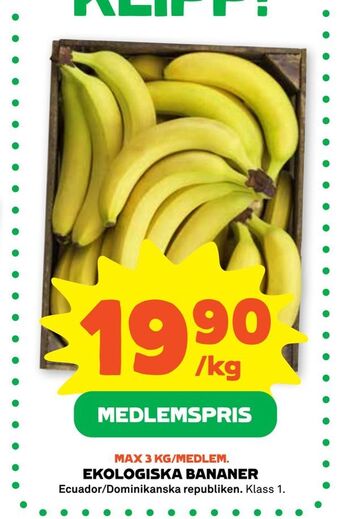 Stora Coop Ekologiska bananer erbjuda